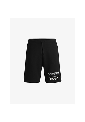 Mens Hugo Branded-Print Elasticated-Waist Cotton-Jersey Shorts