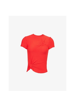 Womens Amy Lynn Bowie Heart-Shape Cut-Out Stretch-Woven Top