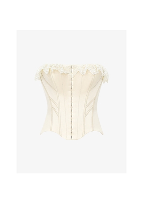 Womens House of CB Idella Lace-Trim Stretch-Satin Corset Top