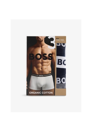 Mens Boss Bold Logo-Waistband Stretch-Woven Trunks