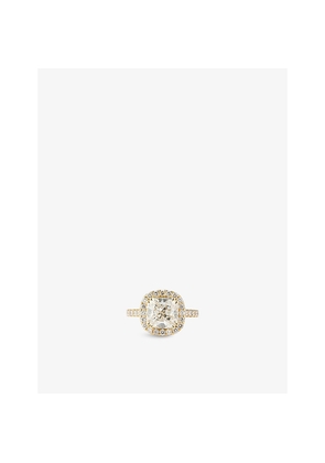 Womens The Diamond Lab Halo 18ct Yellow-Gold and 3.62ct Cushion-Cut .Lab-Grown Diamond Ring