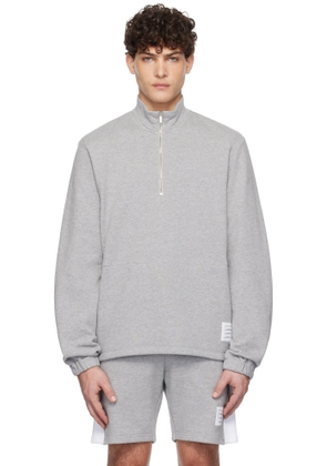 Thom Browne Gray Classic 4-Bar Jersey Half-Zip Sweatshirt
