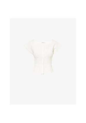 Womens Peachy Den Renee Square-Neck Cotton-Poplin Top