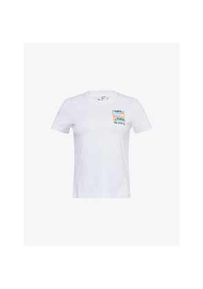 Womens Casablanca Surreal Pool Round-Neck Stretch-Cotton T-Shirt