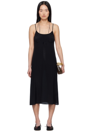 Simone Rocha Black Negligee Bow Slip Midi Dress