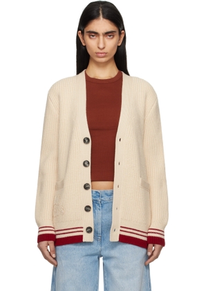 AMI Paris Beige Wool Ribbed Cardigan