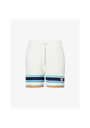 Womens Casablanca Tennis Textured Striped Cotton-Knit Shorts