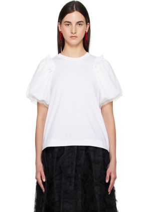 Simone Rocha White Tulle Overlay Puff Sleeve Frill T-shirt