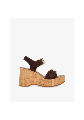 Womens Dune Kamia Suede Wedge Sandals