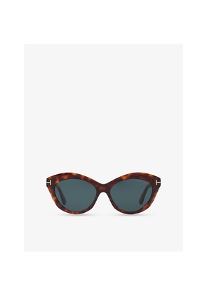 Womens Tom Ford Tr001841 Toni Oval-Frame Tortoiseshell Acetate Sunglasses