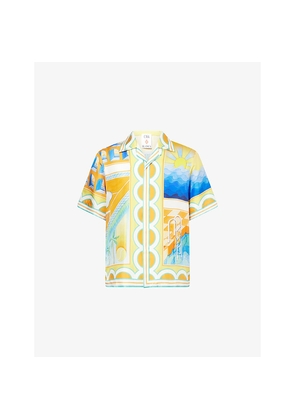 Womens Casablanca Surreal Pool Cuban-Collar Silk Shirt