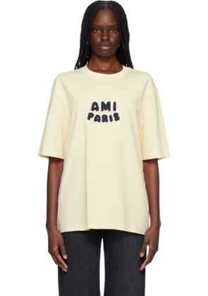 AMI Paris Off-White Cotton 'Ami Paris' Patch T-shirt