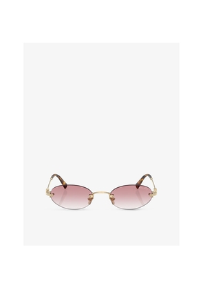 Womens Miu Miu Mu A54S Oval-Frame Metal Sunglasses