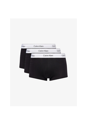 Mens Calvin Klein Icon Logo-Waistband Pack Of Three Stretch-Cotton Trunks