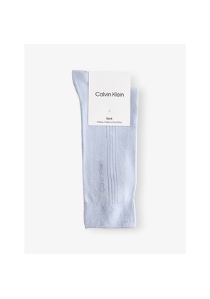 Mens Calvin Klein Ribbed Pack Of Two Stretch-Cotton Blend Socks