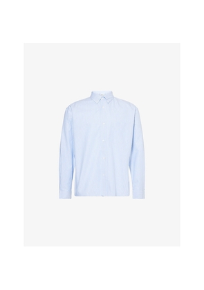 Mens Frame Striped Patch-Pocket Cotton Shirt