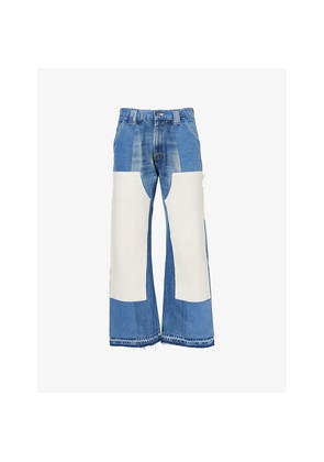 Mens Kartik Research Double Knee Patch Straight-Leg Denim Jeans