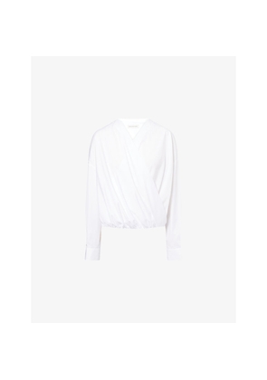 Womens Dries Van Noten Wrap-Front Puffball Cotton-Poplin Shirt