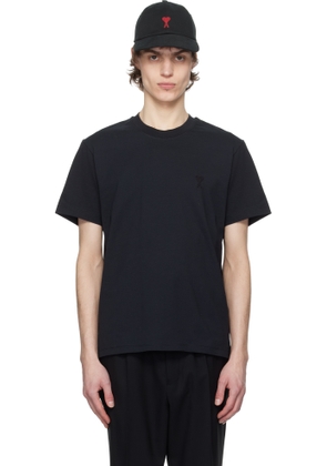 AMI Paris Black Cotton Ami de Coeur T-shirt