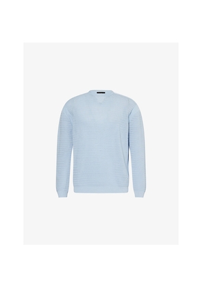 Mens Emporio Armani Textured Crewneck Cotton-Knit Jumper
