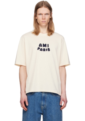 AMI Paris Beige Cotton 'Ami Paris' Patch T-shirt