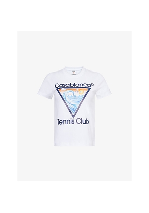 Womens Casablanca Tennis Club Icon Round-Neck Stretch-Cotton T-Shirt