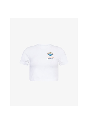 Womens Casablanca L'Été En Liberté Cropped Stretch-Cotton T-Shirt