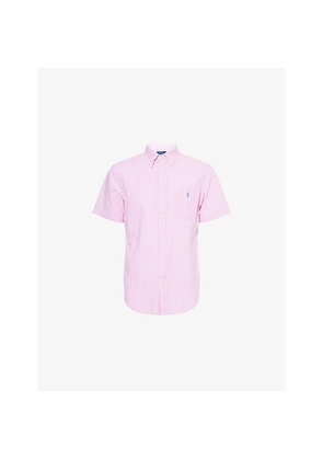 Mens Polo Ralph Lauren Logo-Embroidered Striped-Seersucker Untucked-Fit Cotton Shirt