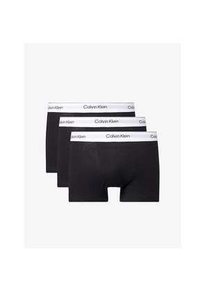 Mens Calvin Klein Icon Logo-Waistband Pack Of Three Stretch-Cotton Trunks