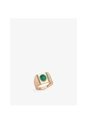 Womens La Maison Couture Selda Jewellery Orira 14ct Rose-Gold, Malachite and 0.08ct Diamond Pinkie Ring