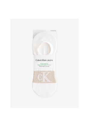 Mens Calvin Klein Footie High-Cut Pack Of Two Stretch Cotton-Blend Liner Socks