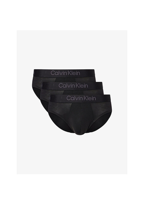 Mens Calvin Klein Soft Modal Logo-Waistband Pack Of Three Stretch-Jersey Briefs