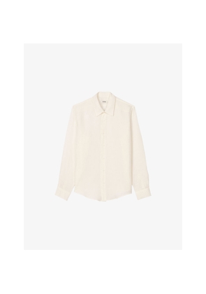 Mens Sandro Relaxed-Fit Long-Sleeve Linen Shirt