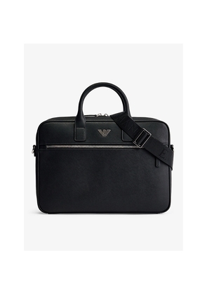 Mens Emporio Armani Logo-Plaque Leather Briefcase