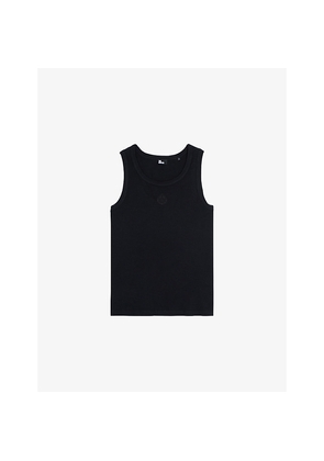 Mens The Kooples Embroidered-Crest Crewneck Stretch-Cotton Tank Top