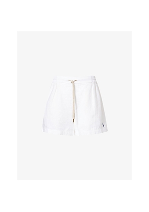 Womens Polo Ralph Lauren Logo-Embroidered Relaxed-Fit Linen Shorts