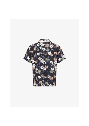 Mens Boss Floral-Print Short-Sleeve Woven Beach Shirt