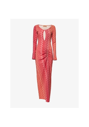 Womens Missoni Chevron Ruched Stretch-Woven Maxi Dress