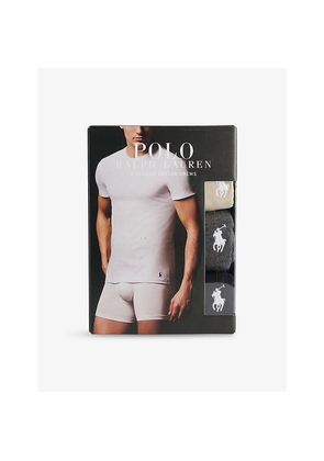 Mens Polo Ralph Lauren Crewneck Embroidered-Branding Pack Of Three Cotton-Jersey T-Shirts