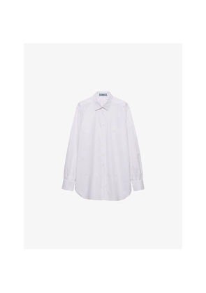 Womens Prada Triangle-Logo Oversized-Fit Cotton-Poplin Shirt
