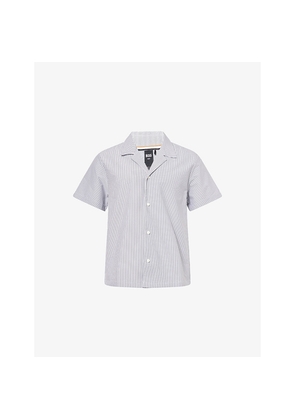 Mens Boss Velvetfish Camp-Collar Woven Shirt