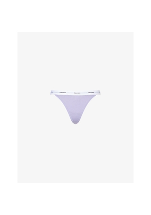 Womens Calvin Klein Ribbed Cotton-Blend String Thong