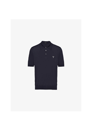 Mens Prada Branded Short-Sleeved Wool Polo Shirt