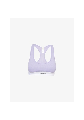 Womens Calvin Klein Scoop-Neck Modal Ribbed Cotton-Blend Bralette
