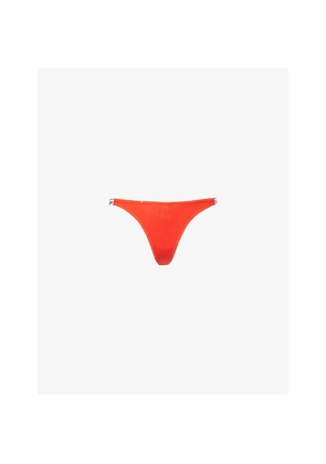 Womens Calvin Klein Icon Logo Dipped Cotton-Jersey String Thong