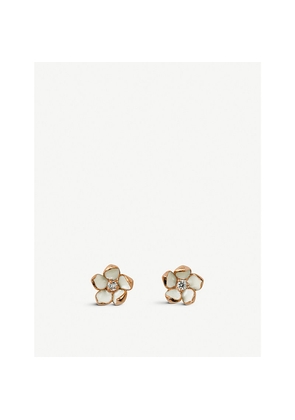 Womens Shaun Leane Cherry Blossom Rose Gold-Plated Vermeil Silver and Diamond Stud Earrings
