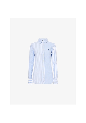 Womens Polo Ralph Lauren Striped Button-Down-Collar Cotton-Piqué Shirt