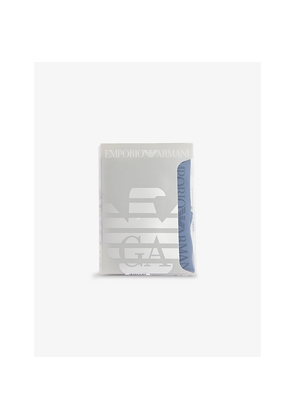 Mens Emporio Armani Monogram Mid-Rise Stretch-Woven Trunks