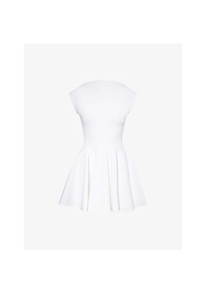 Womens Alaia Skater Pleated Knitted Mini Dress