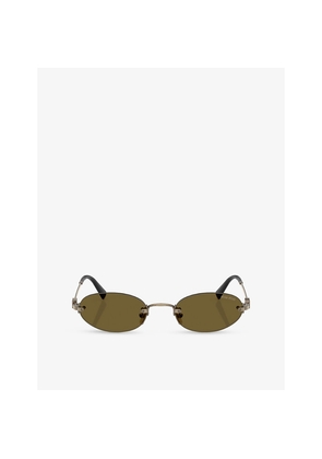 Miu Miu A54S Oval-Frame Metal Sunglasses